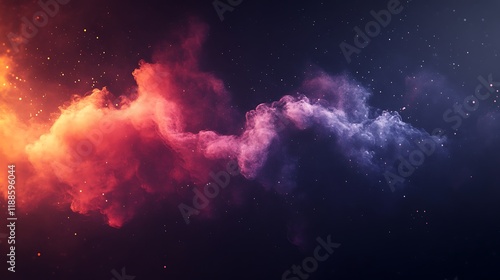 Abstract colorful smoke clouds in dark space. Possible use Background design photo