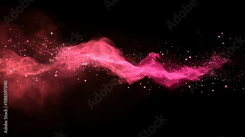 Abstract pink smoke trails against black background. Possible use Graphic design element photo