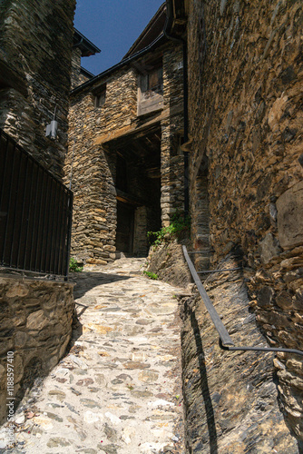 Street of the traditional mountain village of the Os de Civis in the province of Lerida, Cataluña, Spain. photo