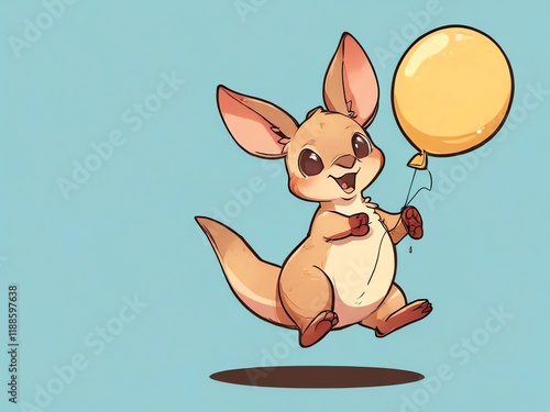 Joyful Kangaroo with Balloon photo