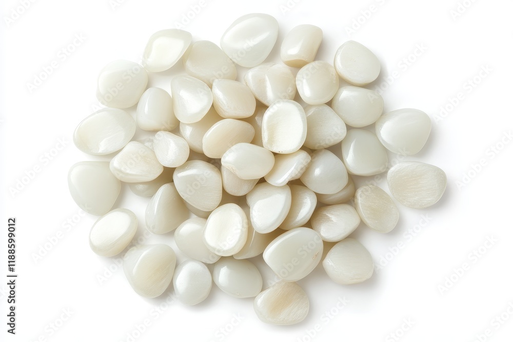 Zoomed in collection of white Job s tears Adlay or pearl millet on a white backdrop Overhead view Zoomed in collection of white Job s tears Adlay or pearl millet on a white backdrop Overhead view
