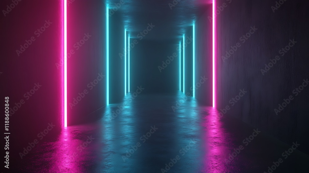 Neon Corridor, Abstract, Futuristic, Empty Space, Visual Art, Product Showcase Neon Corridor, Abstract, Futuristic, Empty Space, Visual Art, Product Showcase