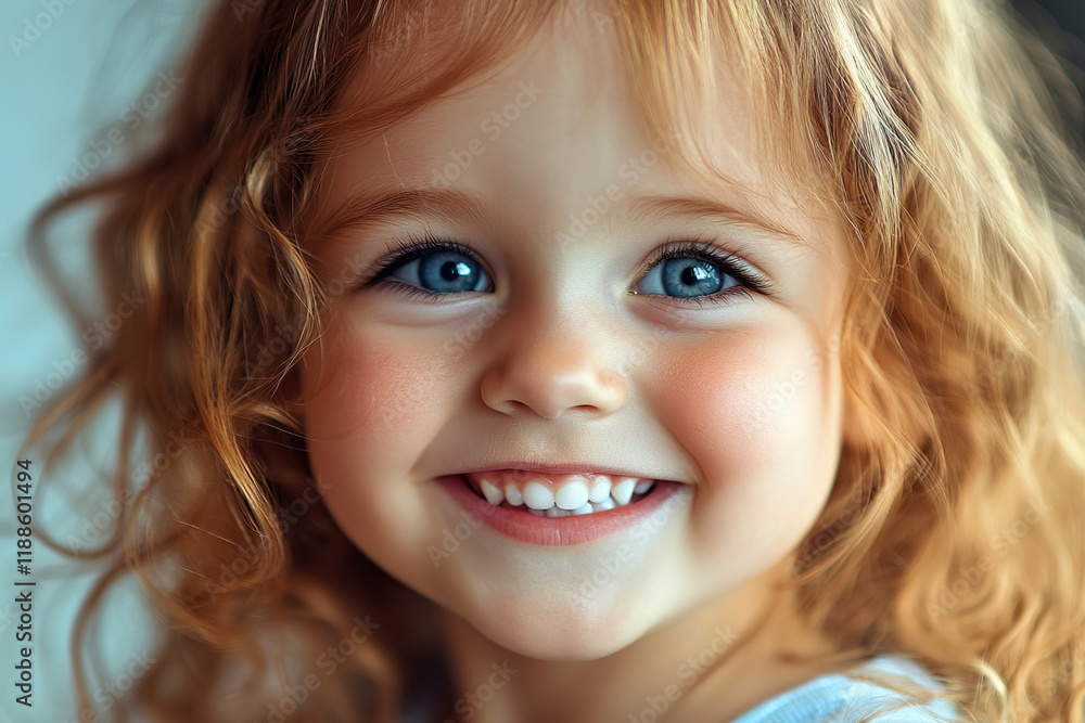 A little blonde girl with blue eyes looks at the camera, close-up. A little blonde girl with blue eyes looks at the camera, close-up.