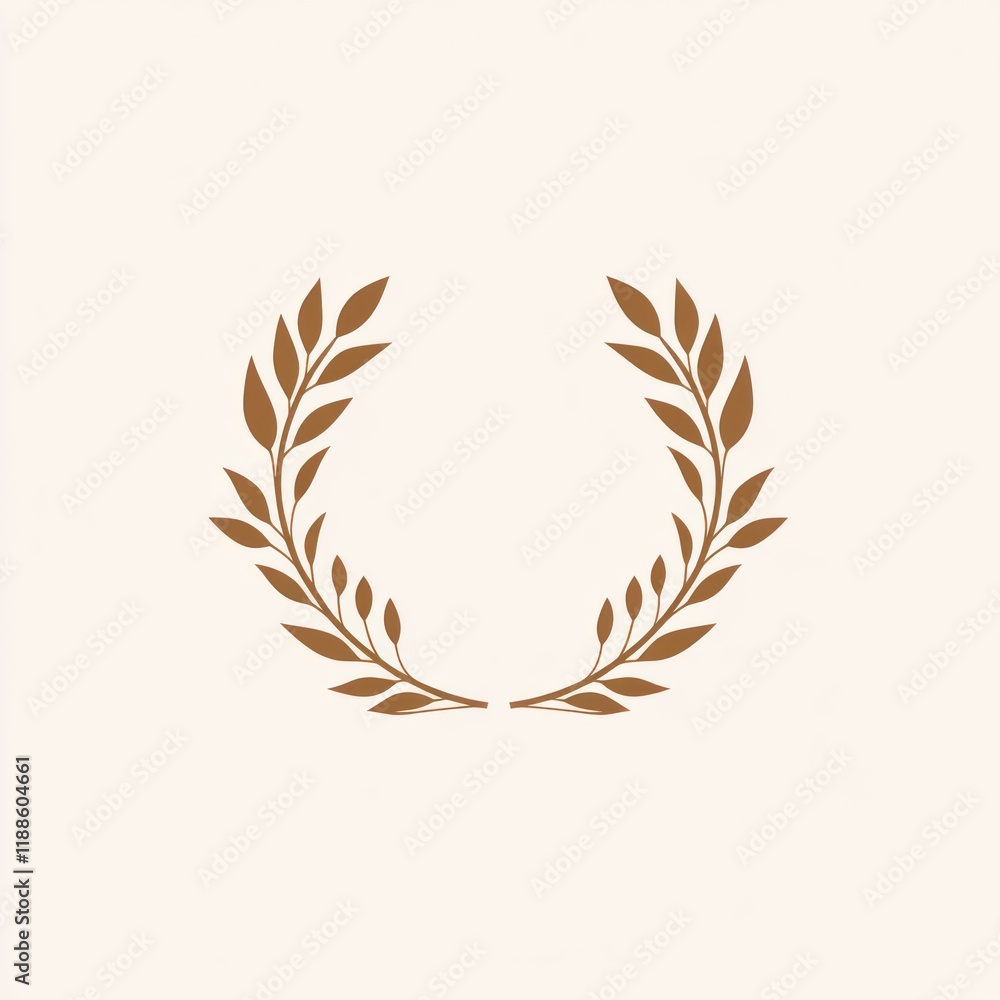 Brown Leaf Wreath Design Simple Elegant Graphic Brown Leaf Wreath Design Simple Elegant Graphic
