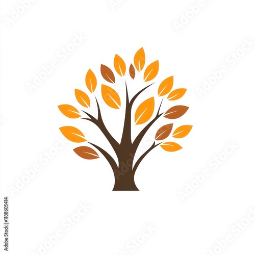 Stylized Autumn Tree with Orange and Brown Leaves photo