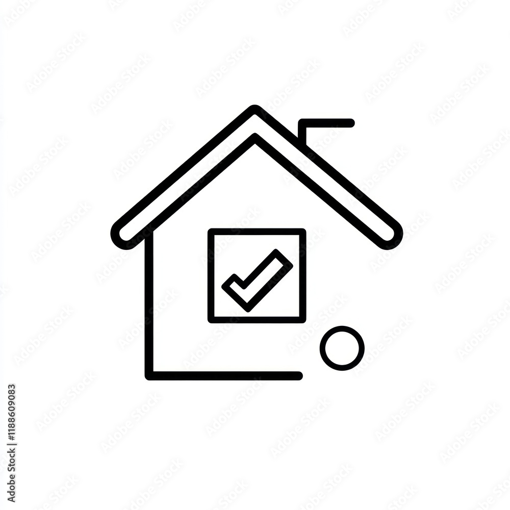 House Icon Checkmark Showing Home Approval House Icon Checkmark Showing Home Approval