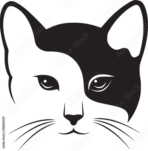 Cat Head Outline Vector