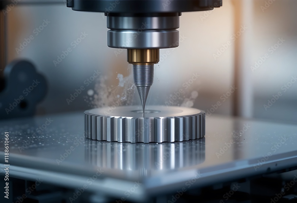 Precision machining of a metal gear component Precision machining of a metal gear component