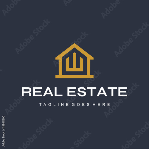 Minimalist W Letter Home Logo for Real Estate