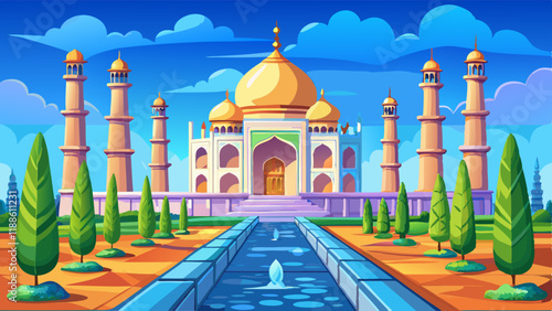 Taj Mahal at bright blue sky - Agra, India