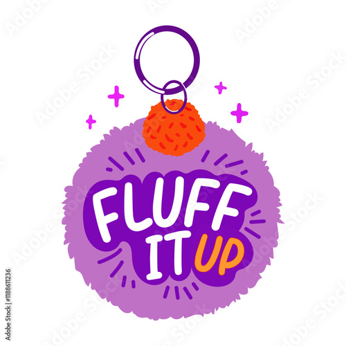A flat sticker of fluff it typography