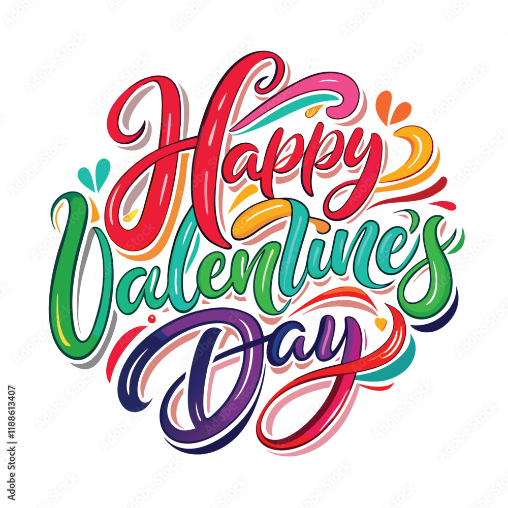 Colorful Hearts and Happy Valentines Day! Text Design line art icon sign silhouette vector illustration with fun brush ink calligraphy typography for photo overlays t-shirt print flyer poster design Colorful Hearts and Happy Valentines Day! Text Design line art icon sign silhouette vector illustration with fun brush ink calligraphy typography for photo overlays t-shirt print flyer poster design