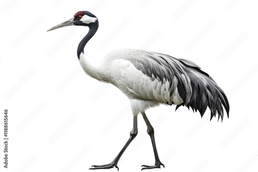 Elegant Adult Crane Isolated on transparent Background Displayed Elegant Adult Crane Isolated on transparent Background Displayed