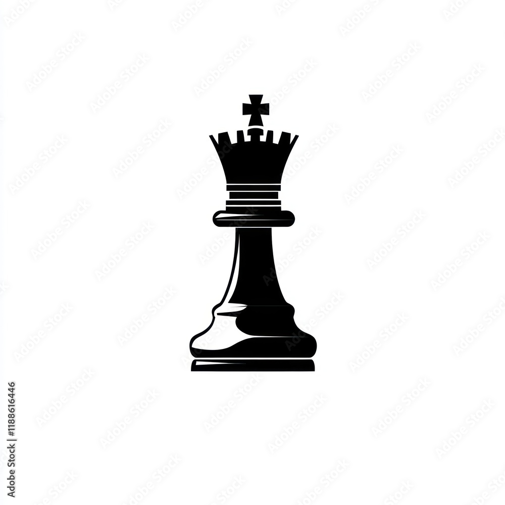 Black Chess Queen Piece Simple Design Illustration Black Chess Queen Piece Simple Design Illustration