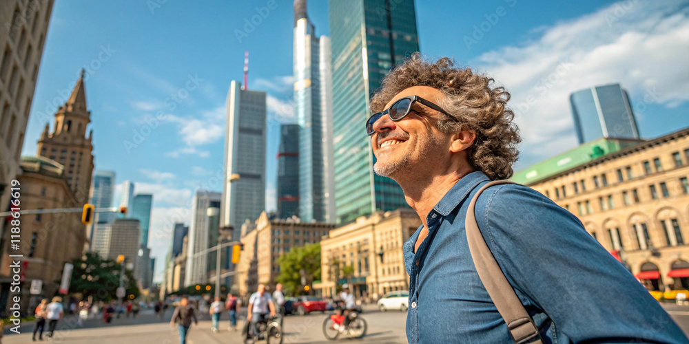 Joyful Middle-Aged Man on a Bright Summer Day Joyful Middle-Aged Man on a Bright Summer Day