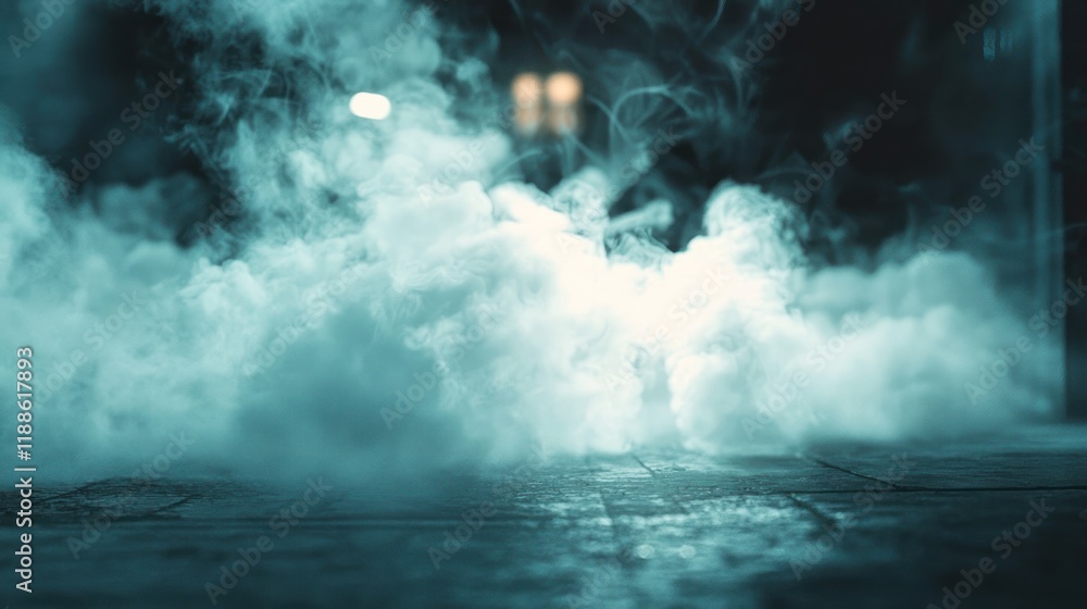 Fototapeta premium Nighttime Smoke Scene: Mysterious Vapor Trails Across City Street