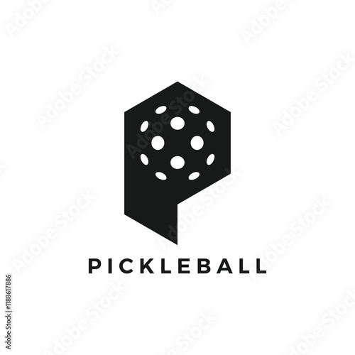 initial letter P pickleball negative space