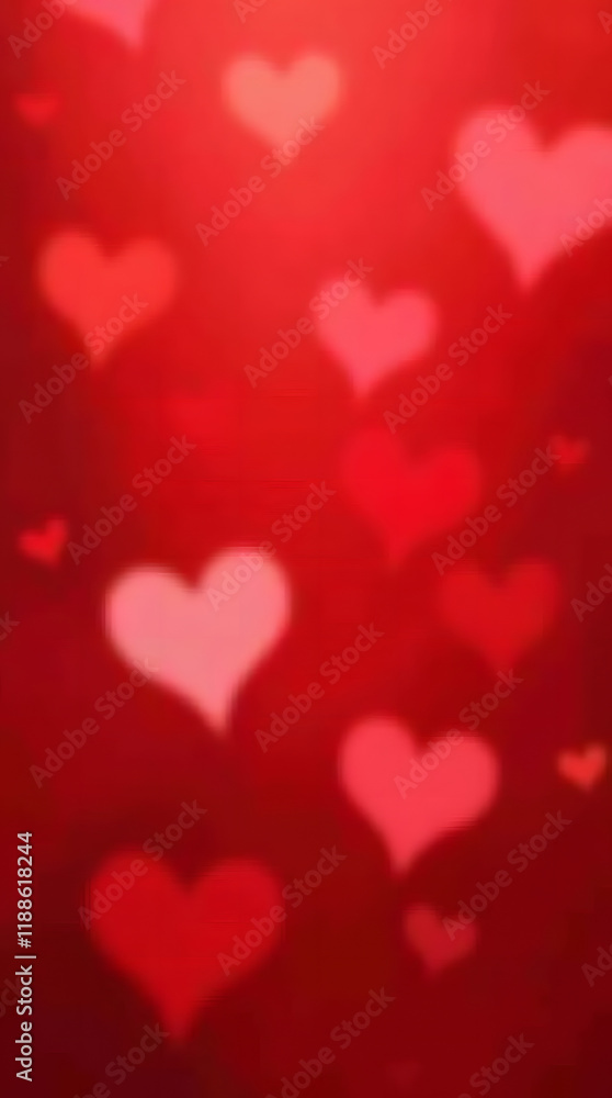 A romantic pattern of red and white hearts on a blurred red background, representing love and passion, perfect for Valentine's Day. A romantic pattern of red and white hearts on a blurred red background, representing love and passion, perfect for Valentine's Day.