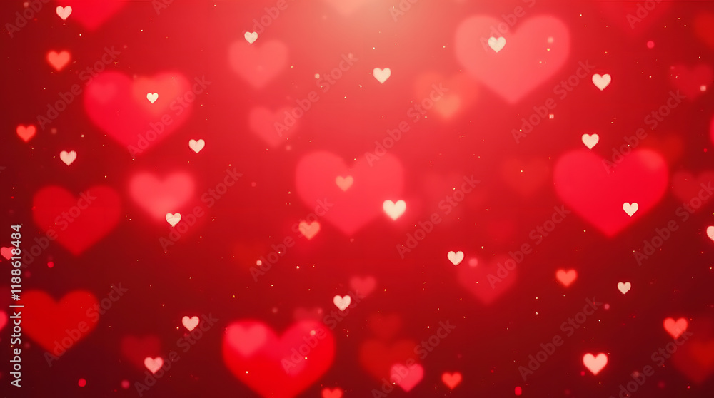 A romantic pattern of red and white hearts on a blurred red background, representing love and passion, perfect for Valentine's Day. A romantic pattern of red and white hearts on a blurred red background, representing love and passion, perfect for Valentine's Day.