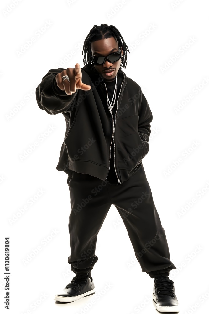 Stylish Young Man in Black Jacket and Dreadlocks Posing Against White Background - Fashion, Urban Style, and Modern Attitude Concept Stylish Young Man in Black Jacket and Dreadlocks Posing Against White Background - Fashion, Urban Style, and Modern Attitude Concept