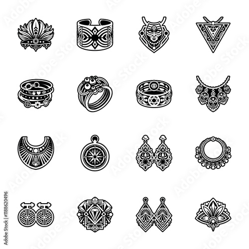 Collection of Glyph Style Jewellery Icons 


