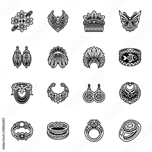 Collection of Adornments Glyph Style Icons  

