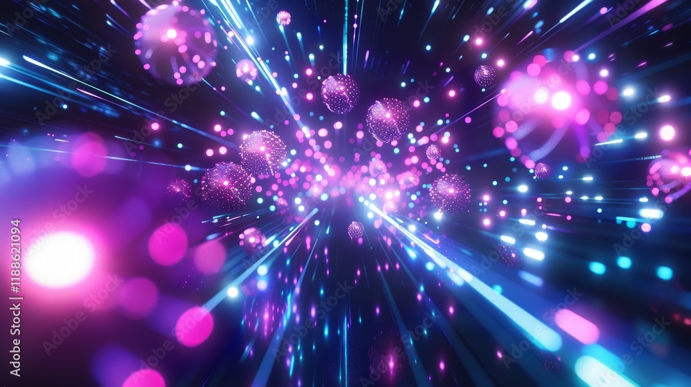 Fototapeta premium Abstract Neon Lights Tunnel Wallpaper