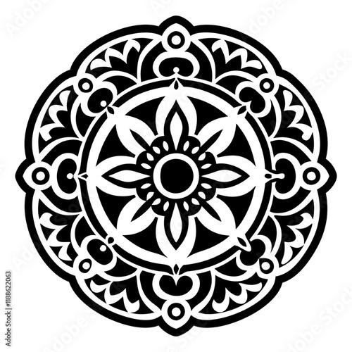 A solid style icon of a floral brooch