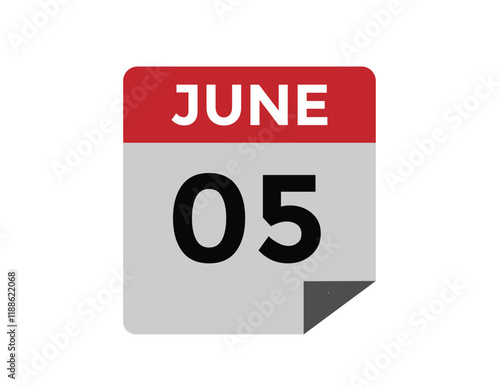 June 5 daily calendar icon - White Background
