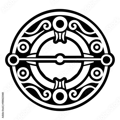 A solid style icon of a Roman brooch