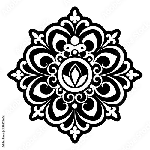 A glyph style icon of a traditional brooch