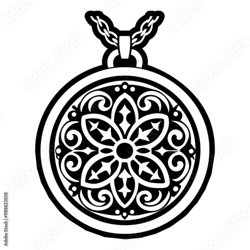 A glyph style icon of a vintage locket