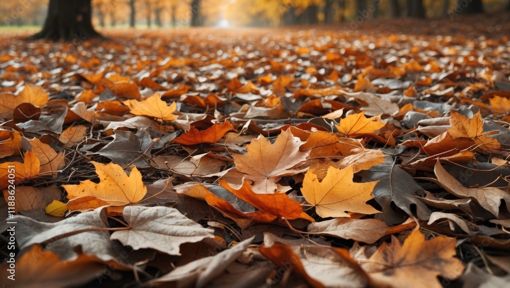 Autumn's tapestry of fallen leaves in nature Autumn's tapestry of fallen leaves in nature