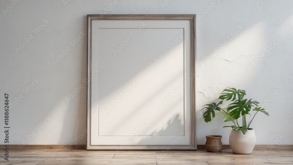 Blank frame ready for custom decoration on white wall Blank frame ready for custom decoration on white wall