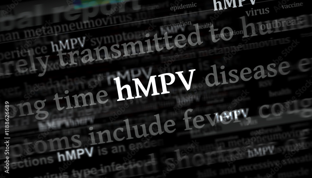 hMPV virus headline titles media 3d illustration hMPV virus headline titles media 3d illustration