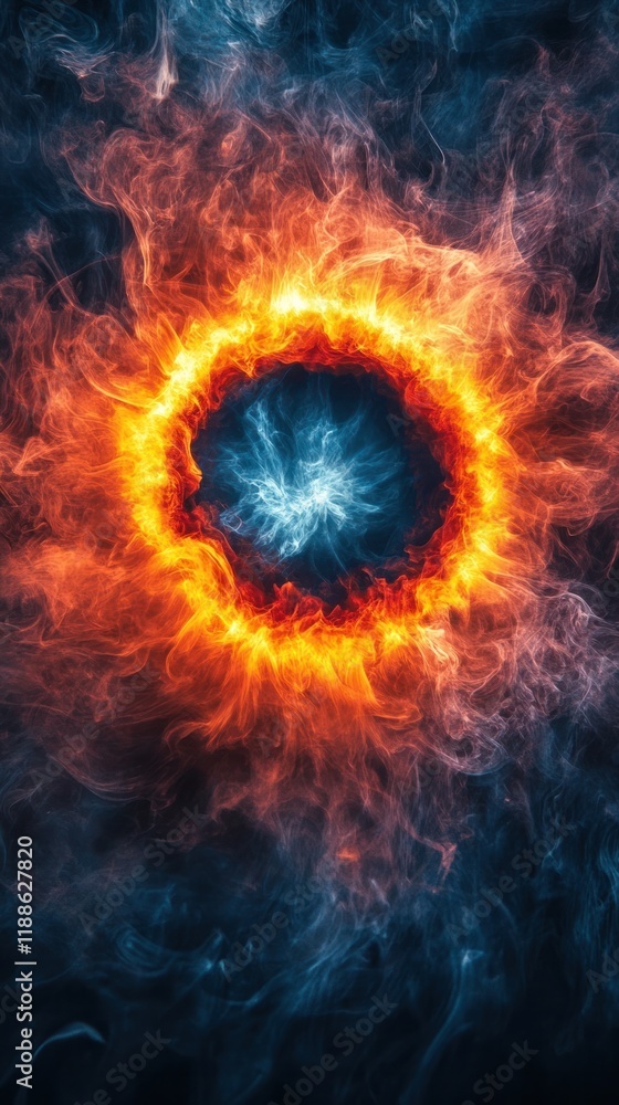 Fototapeta premium Fiery Cosmic Explosion Intense Burning Flames and Radiant Energy of a Dramatic Celestial Phenomenon Captivating and Ominous Blaze of a Cataclysmic Astrophysical Event in the Universe