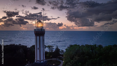 Aerial view of lighthouse a...