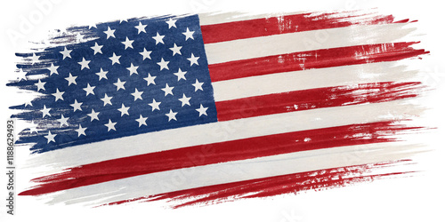 Vintage Style United States Flag with Weathered Paint Brush Pattern