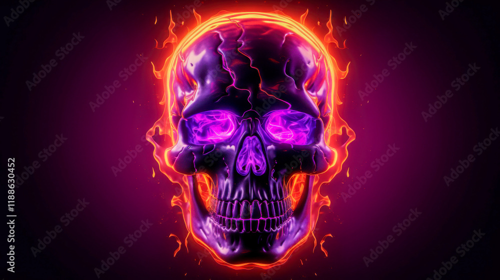 Vibrant neon skull with glowing effects against a dark background showcasing a striking visual design Vibrant neon skull with glowing effects against a dark background showcasing a striking visual design