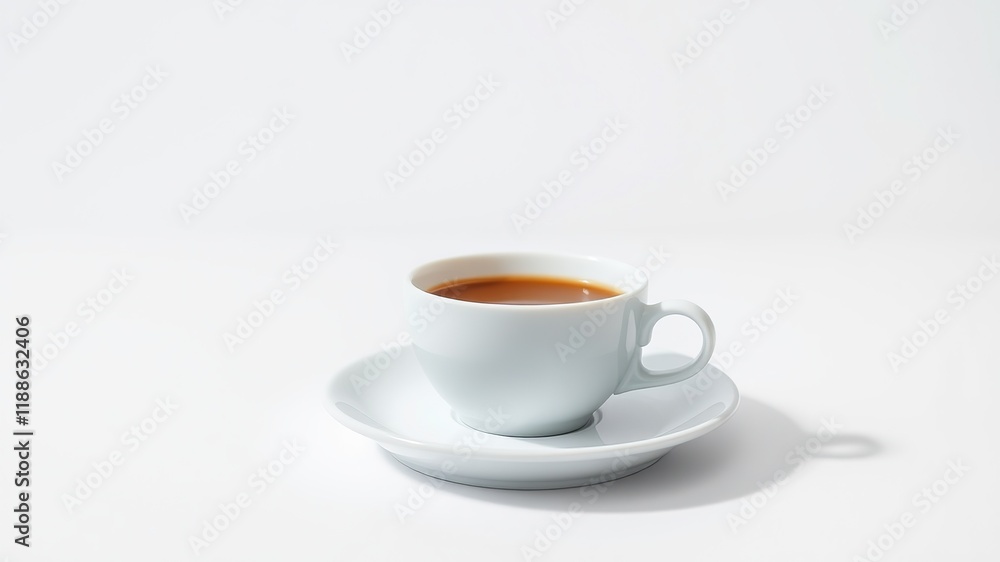 Minimalist Coffee Cup on Saucer - Warm & Bright Minimalist Coffee Cup on Saucer - Warm & Bright