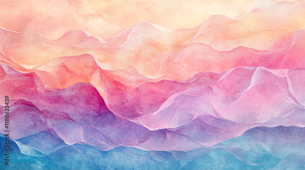 Abstract pastel gradient waves in pink, purple, and blue tones Abstract pastel gradient waves in pink, purple, and blue tones