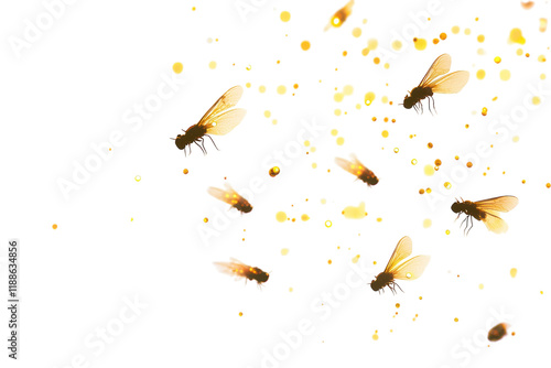 Realistic Fireflies Isolated on transparent Background for Designs