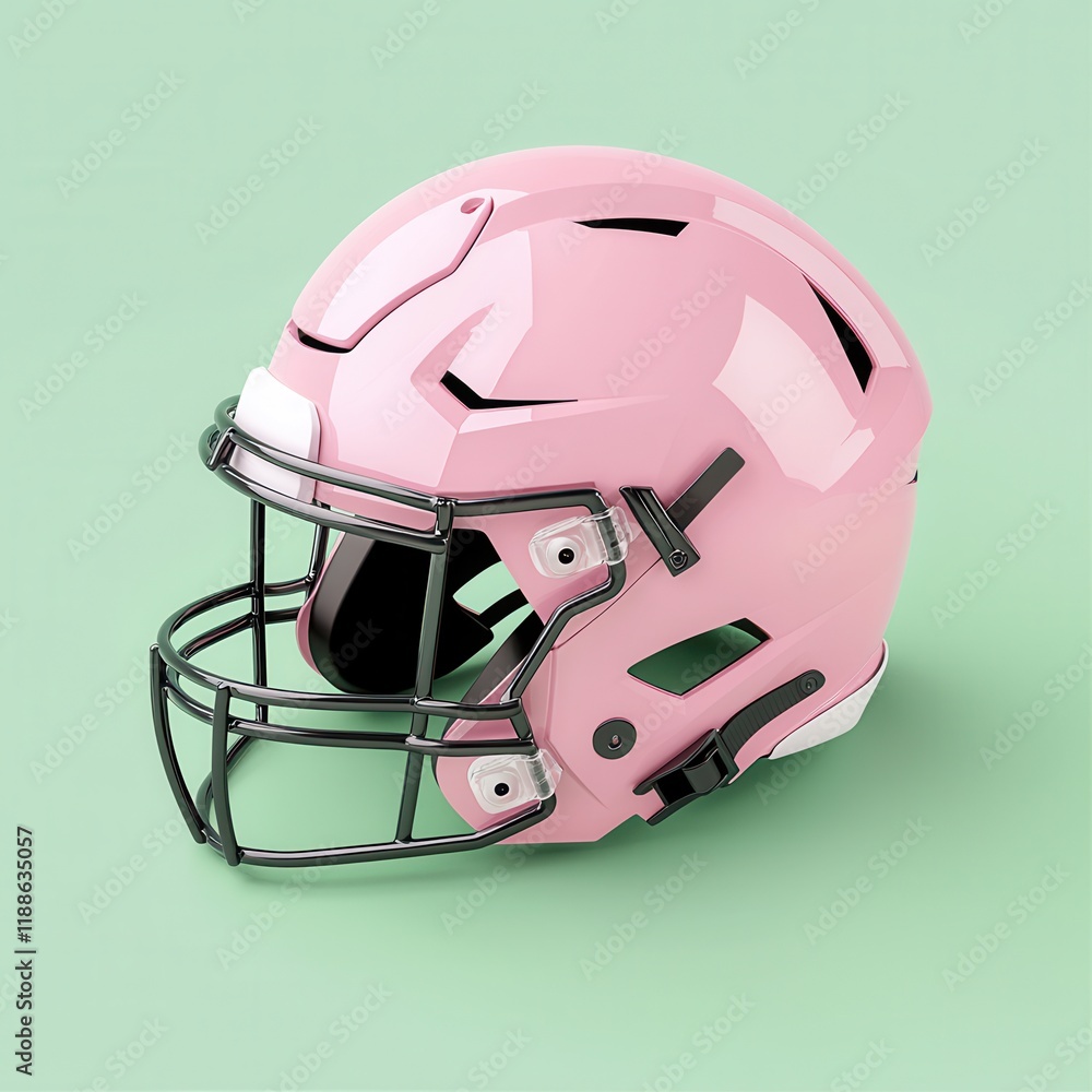 Fototapeta premium Pink American Football Helmet Shiny Glossy Finish Sports Equipment Side View