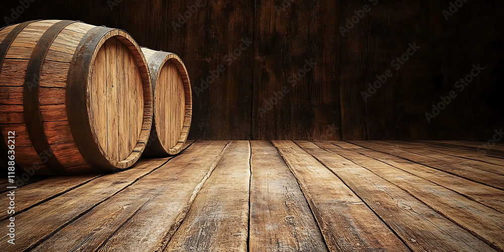 Wooden barrel placed on a large area of white space showcasing the natural wood texture, a design material with high-definition clarity, perfect composition, and amazing details captured with master Wooden barrel placed on a large area of white space showcasing the natural wood texture, a design material with high-definition clarity, perfect composition, and amazing details captured with master