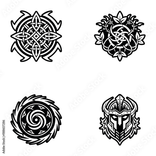 Pack of Glyph Style Norse Symbol Icons 

