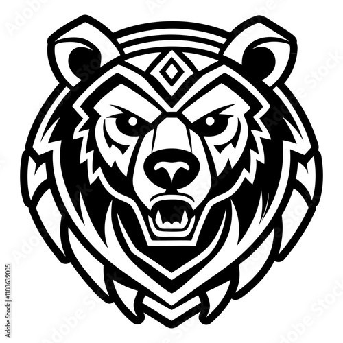 A solid style icon of bear tattoo