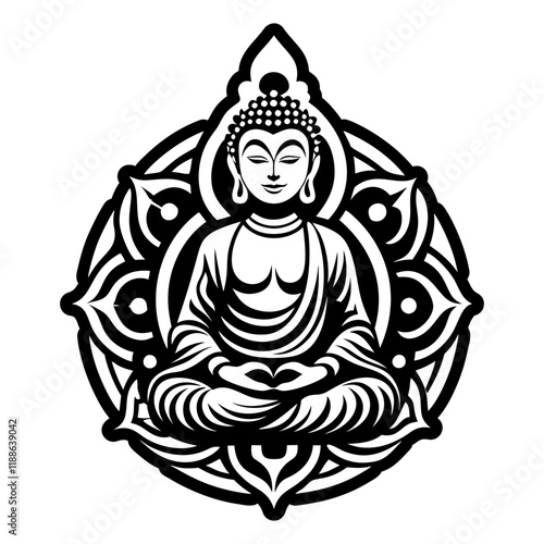 A glyph style icon of buddha tattoo