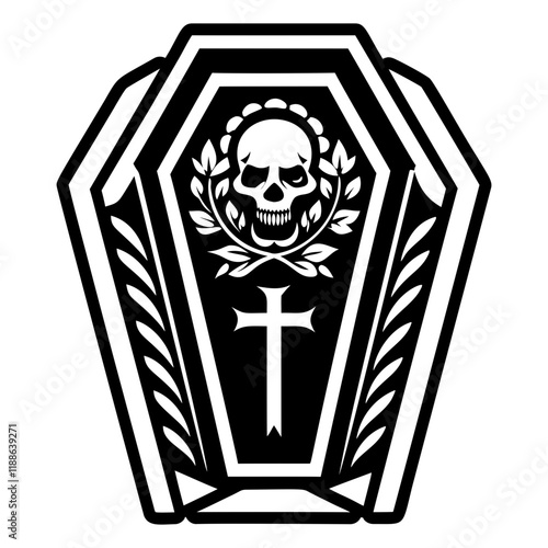 A solid style icon of coffin tattoo