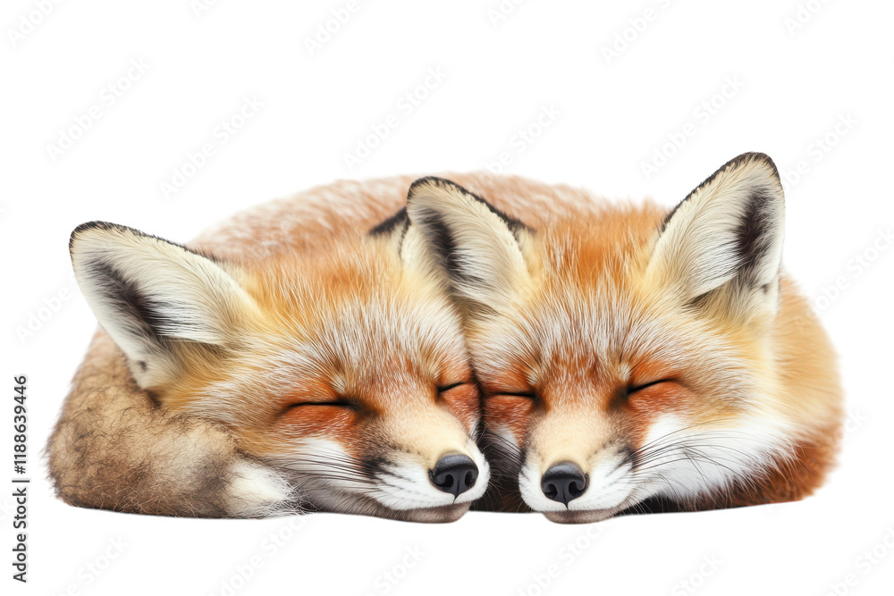 Obraz premium Stunning Isolated Foxes on transparent Background for Creative Use