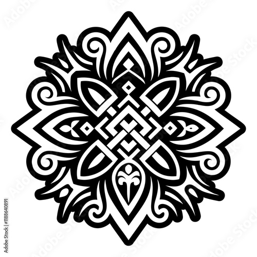 A solid style icon of native symbol tattoo